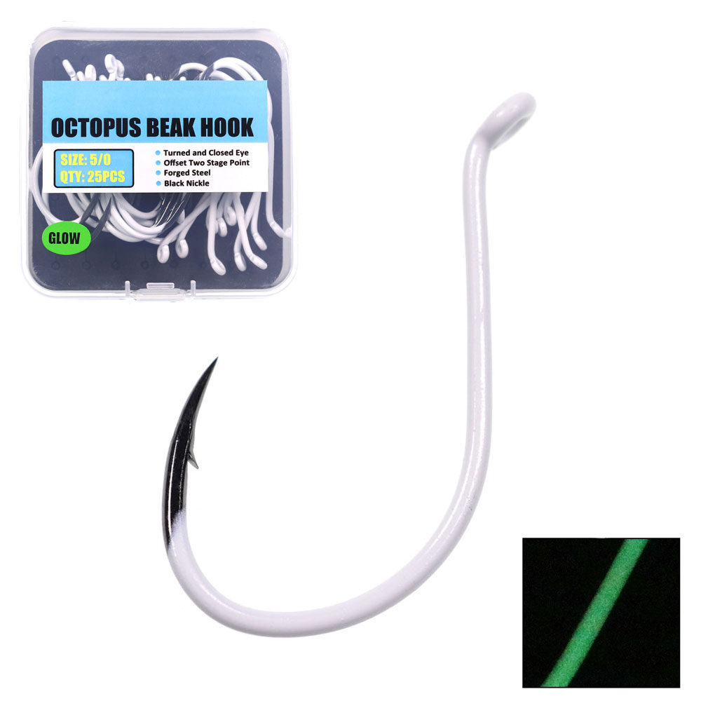 25 Pcs/Kotak Bercahaya Baja Im - Fishing Hook Offset ulasan dan harga